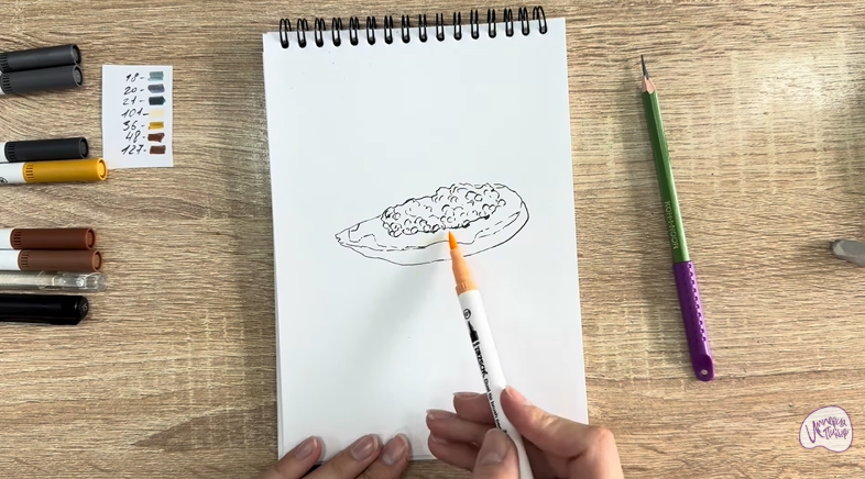 Рисуем Бутерброд с черной икрой