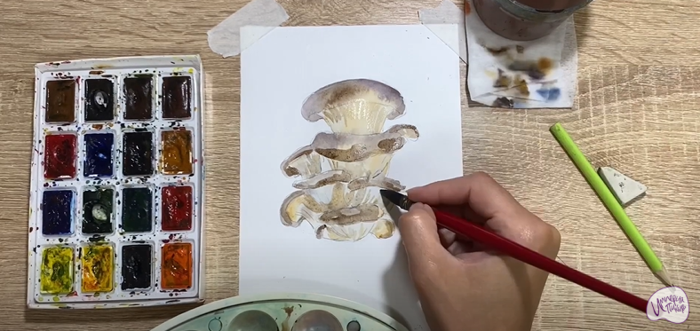 Рисуем Грифола курчавая