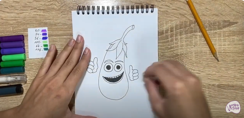Рисуем Мультяшный баклажан