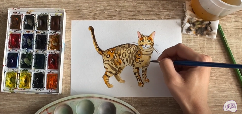 Рисуем Бенгальская кошка
