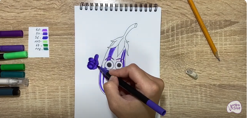 Рисуем Мультяшный баклажан