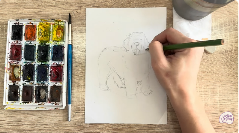 Рисуем Собака породы Ньюфаундленд