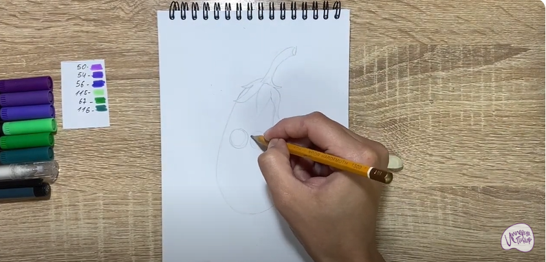 Рисуем Мультяшный баклажан
