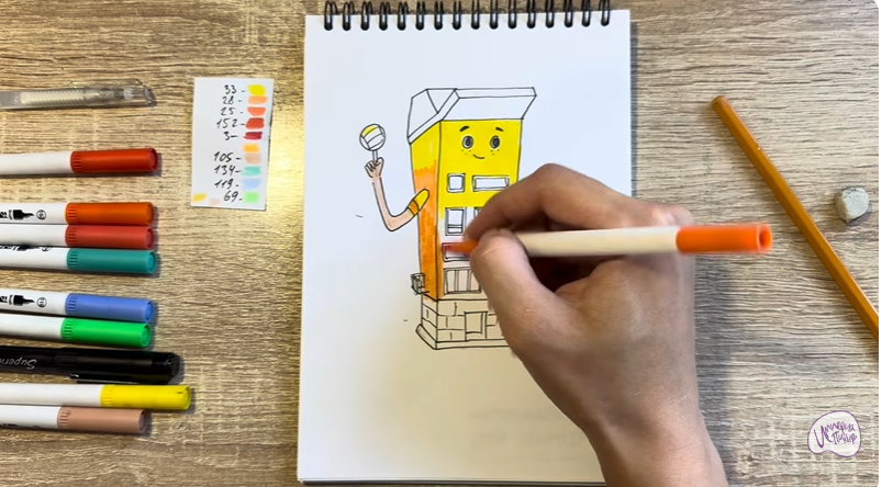 Рисуем Петя из мультфильма  "Домики"