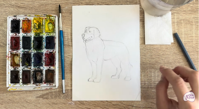 Рисуем Собака породы Бернский зенненхунд