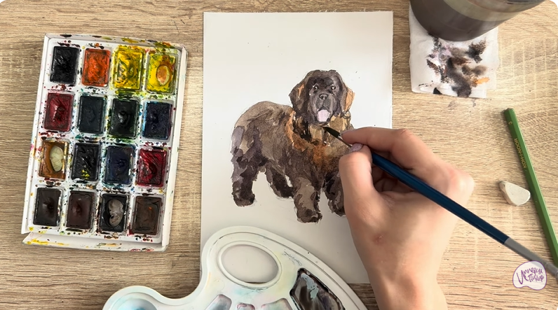 Рисуем Собака породы Ньюфаундленд