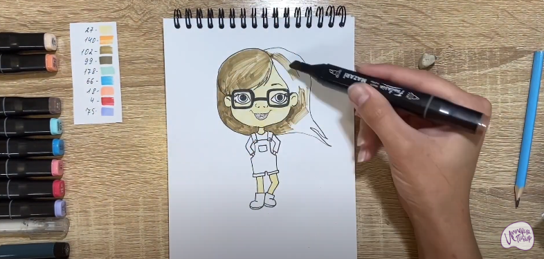 Рисуем Девочка в очках