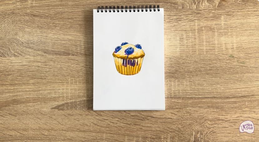 Рисуем Кекс с черникой