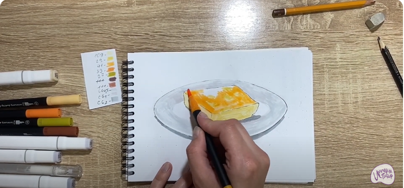 Рисуем Запеканка с изюмом