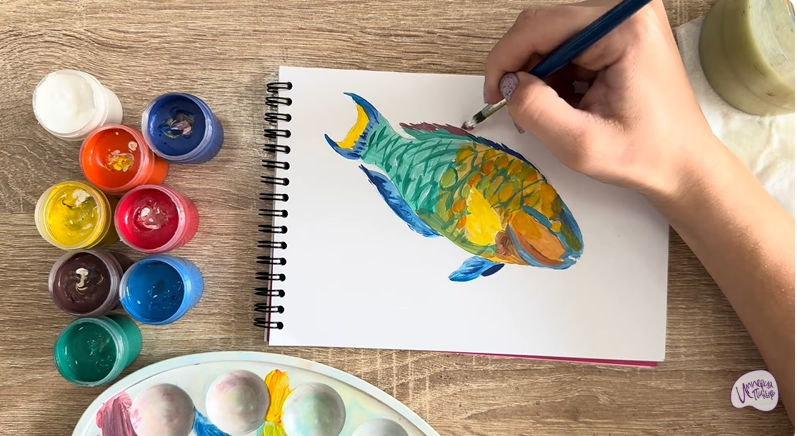 Рисуем Рыба-попугай