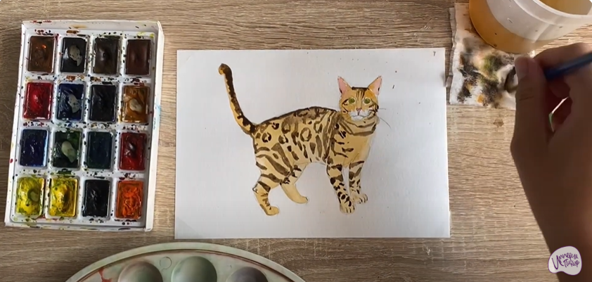 Рисуем Бенгальская кошка