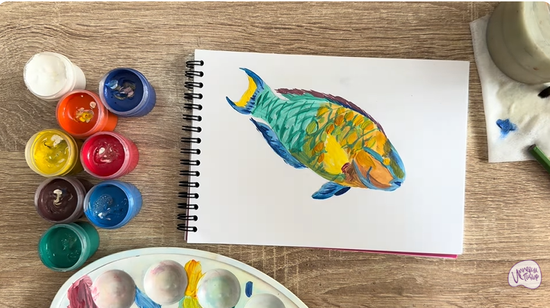 Рисуем Рыба-попугай