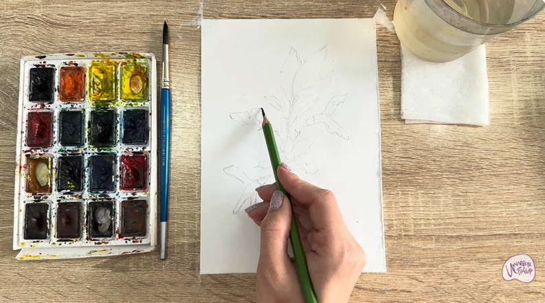 Рисуем Форзиция