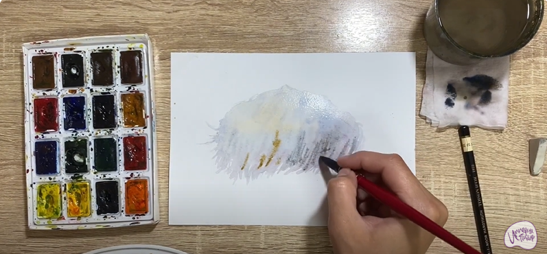 Рисуем Ежовик гребенчатый