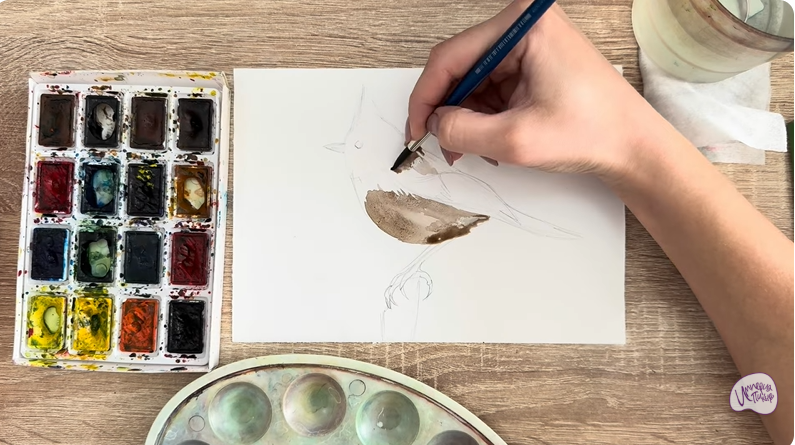 Рисуем Хохлатая синица