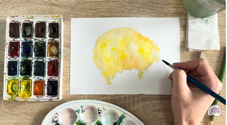 Рисуем Рамария жёлтая