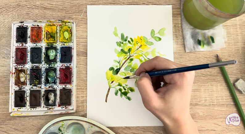 Рисуем Ветка караганы