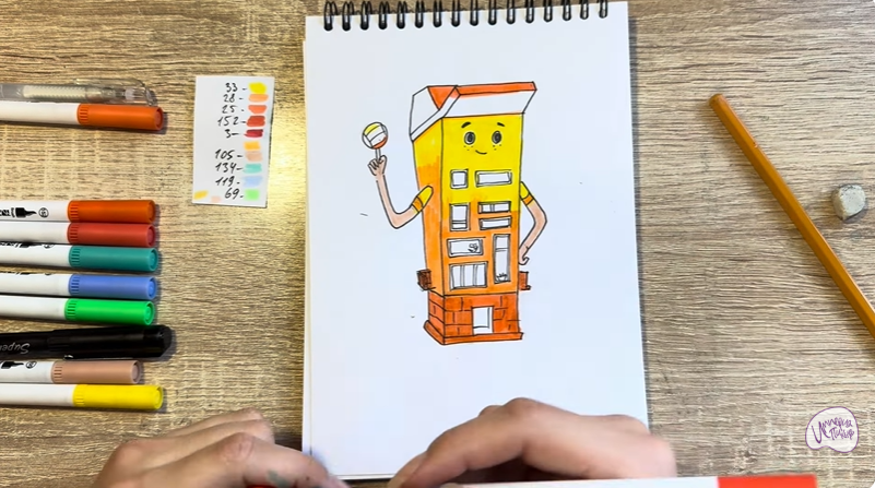 Рисуем Петя из мультфильма  "Домики"