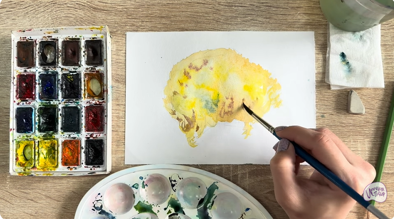 Рисуем Рамария жёлтая