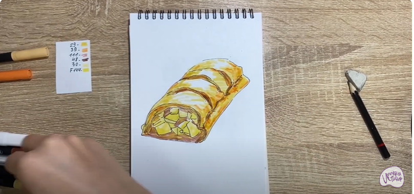 Рисуем Яблочный штрудель