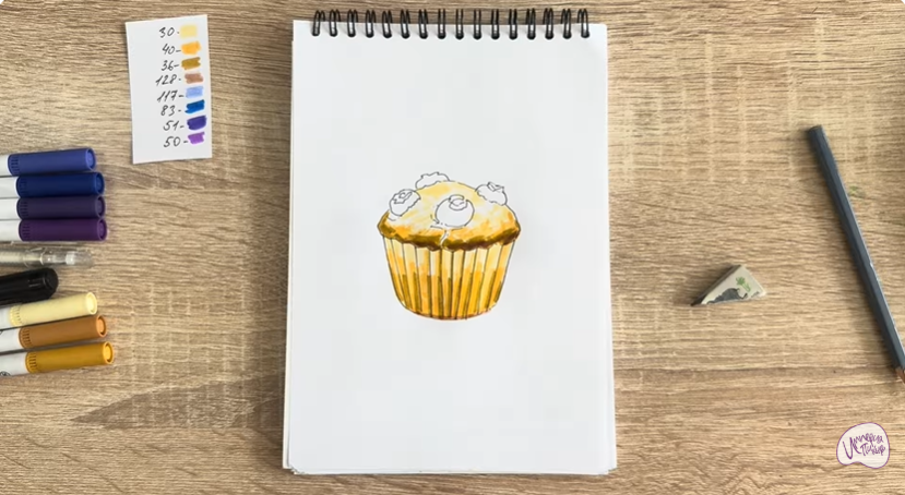 Рисуем Кекс с черникой