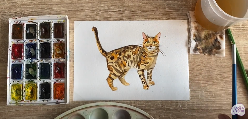 Рисуем Бенгальская кошка