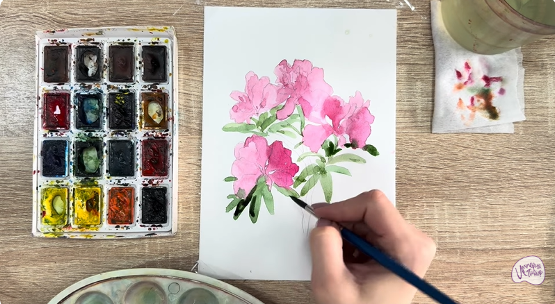 Рисуем Ветка рододендрона