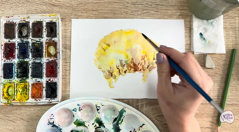 Рисуем Рамария жёлтая