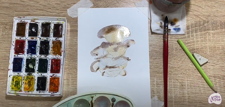 Рисуем Грифола курчавая