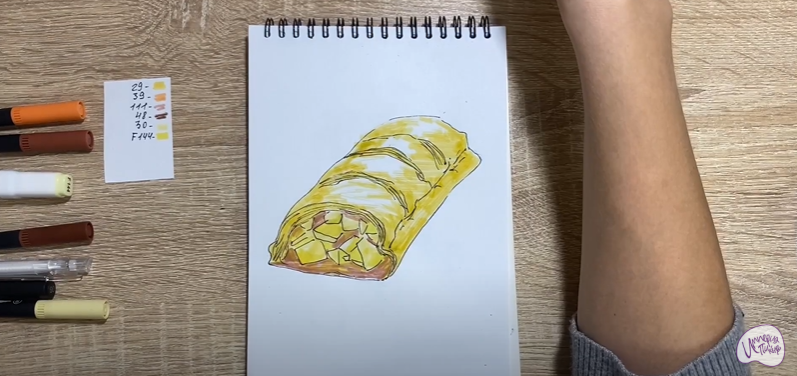 Рисуем Яблочный штрудель