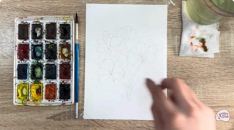 Рисуем Ветка рододендрона