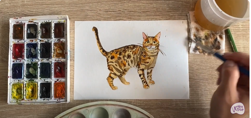 Рисуем Бенгальская кошка