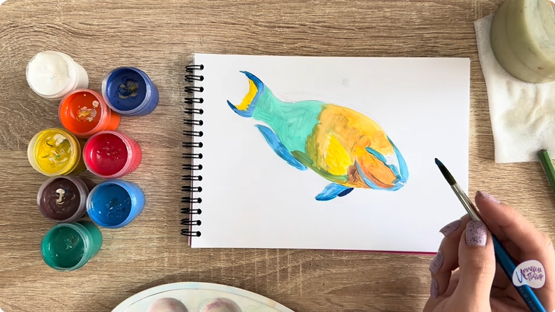 Рисуем Рыба-попугай