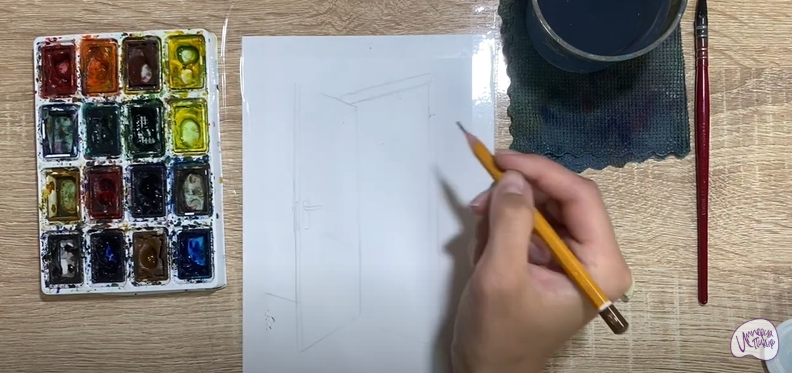 Рисуем Открытая дверь