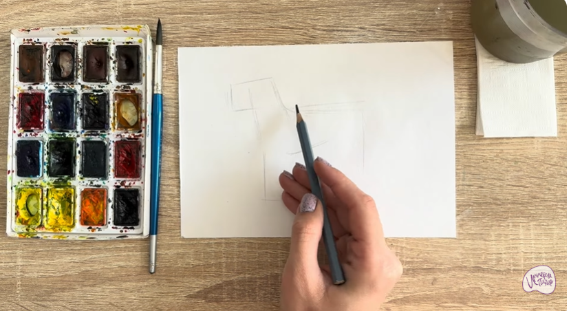 Рисуем Собака породы Эрдельтерьер