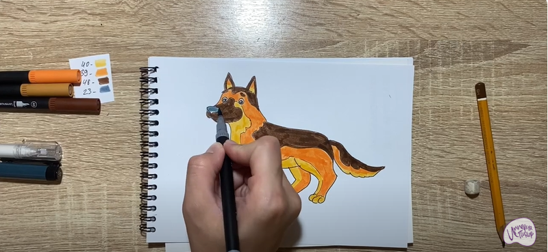 Рисуем Мультяшная овчарка