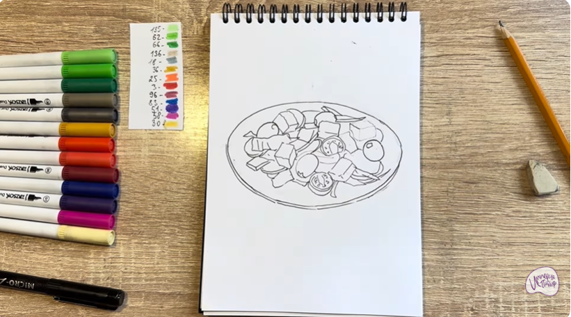 Рисуем Салат " Греческий"