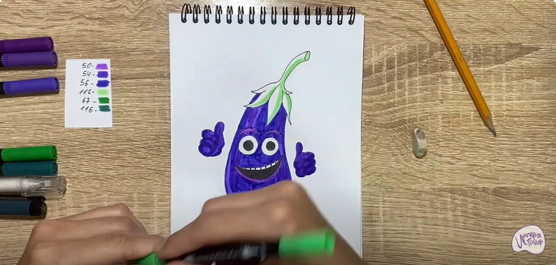 Рисуем Мультяшный баклажан
