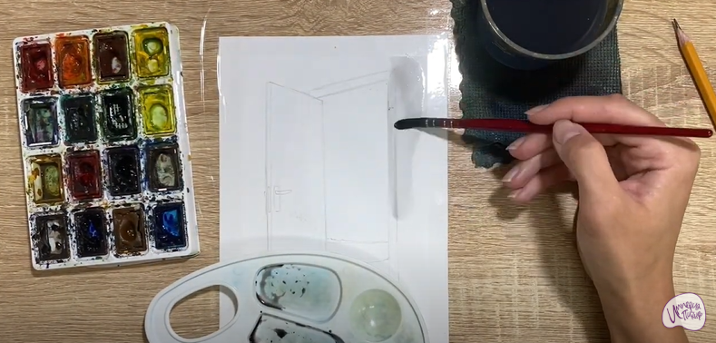 Рисуем Открытая дверь