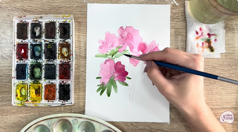 Рисуем Ветка рододендрона