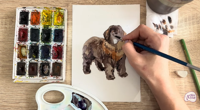 Рисуем Собака породы Ньюфаундленд