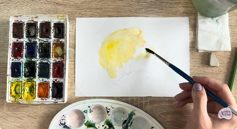 Рисуем Рамария жёлтая