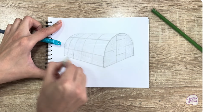 Рисуем Теплица из поликарбоната