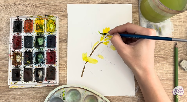 Рисуем Ветка караганы