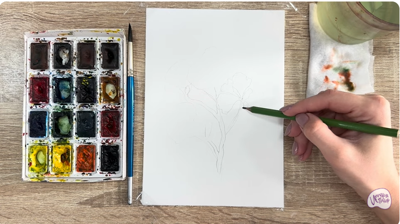 Рисуем Ветка рододендрона