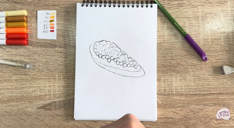 Рисуем Бутерброд с красной икрой