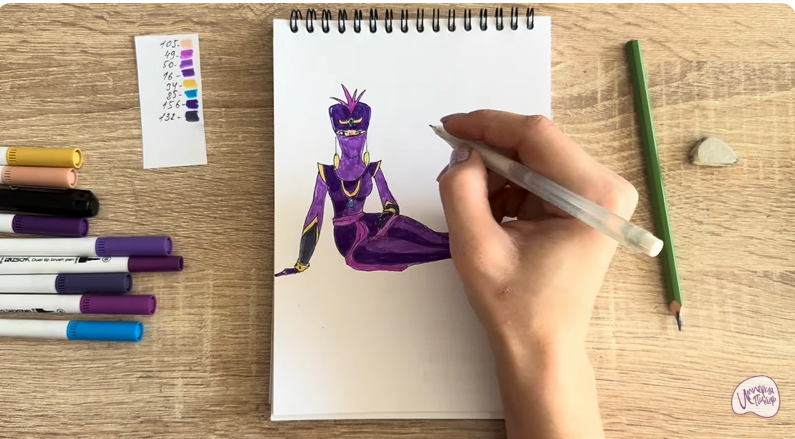 Рисуем Шамаханская Царица из "Три богатыря"