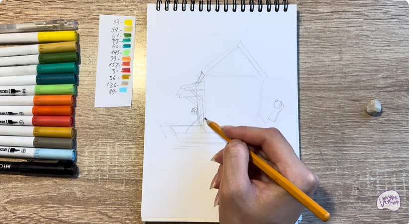 Рисуем Вася из мультфильма  "Домики"