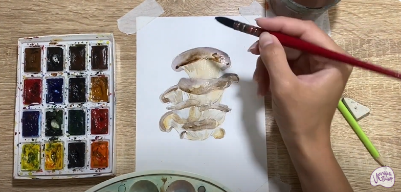 Рисуем Грифола курчавая