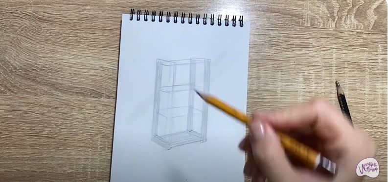 Рисуем Деревянный стеллаж